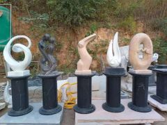 Custom Square Large Garden Statues Natural Stone Marble Abstract Art Sculptures - Image 6
