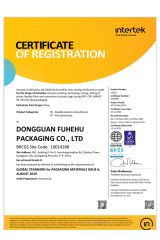 BRC certificate from Dongguan Fuhehu Packaging Co., Ltd