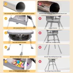 Adjustable Convertible Feeding Baby High Chair Origin China Trademark MU Color Light Gray Model NO. BW25910-6 Care Instructions Hand Wash - Image 3