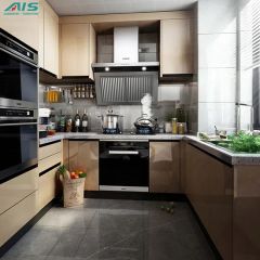 2023 AIS China Kitchen Designs Luxury Style Custom Build in Furniture High Gloss Lacquer Kitchen Cabinet with Countertops - AIS SMARTI LLC