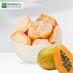 Full of Vitamin A C 100% dried fruit freeze dried papaya chips,papaya cubes for human with retail package snacks for OEM - Image 5