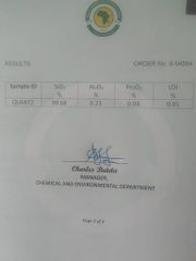 99.86% QUARTZ certificate from NK Core Industries Ltd