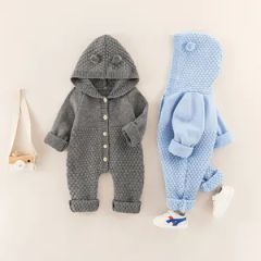Organic Cotton Baby Unisex Romper Blue Green Pink Red White 100% Cotton Round Neck Long Sleeve Spring Autumn Knit 2-18Y MOQ100 15D - Dongguan Ardi Apparel Co., Ltd.