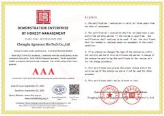 Demonstration Enterprise of Honest Management certificate from Chengdu Agreenco Bio Tech Co., Ltd