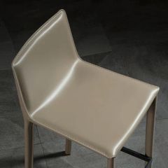 Italian Leather High Back Bar Stool with Backrest - Image 1