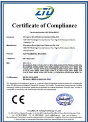 CE certification certificate from Zhengzhou Great Machinery Equipment Co., Ltd.