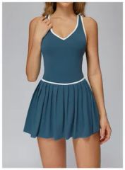 Two Piece Tennis Dress Women Outdoor Sports Running Fitness Gym Skirt Built in Shorts Activewear Wholesale Custom Clothing Wholesale OEM Sportswear - Mingteng Clothing Factory Ltd.
