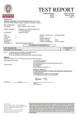 Glass Bottle Test Report certificate from Xuzhou Furun Packing Products Manufacturing Co., Ltd.