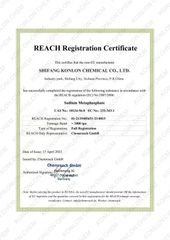REACH certificate from SHIFANG KONLON CHEMICAL CO.,LTD