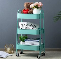 Multifunction Steel Trolley Cart Mobile Storage Service Cart Three Floor Kitchen Trolley Home Storage Cart - Image 5