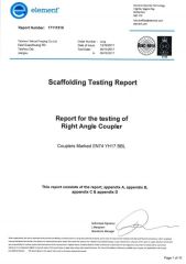 ELEMENT SCAFFOLDING TESTING REPORT for RIGHT ANGLE COUPLER certificate from Taizhou Nexus Import and Export Co., Ltd.