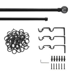 Online Sale Curtain Rods Set Extendable Curtain Rod Origin Cn Shape Round Style Modern Feature Durable Color Customized Rod Diameter 25mm - Image 1