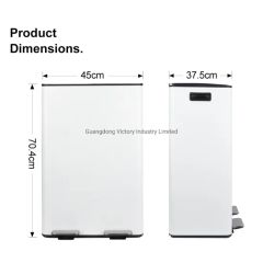 60L 2-Compartment Pedal Trash Can Stainless Steel Pedal Trash Can Foot Step Garbage Recycle Dustbin - Image 3