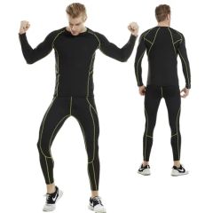 Men Workout Pants and Long Sleeve Shirts Base Layer Top & Bottom Compression Set - Image 6