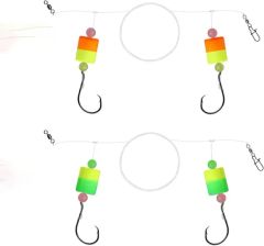 Pompano Rigs for Surf Fishing Unique T-Knot Strong Pre-Rigged Pompano Rigs Surf Fishing Rigs Saltwater with Pompano Floats with Circle Hooks - Image 3