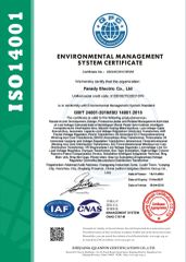 ISO 14001 certificate from Farady Electric Co., Ltd.