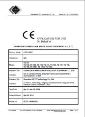 LVD TEST REPORT certificate of Guangzhou MINGXUAN Stage Light Equipment CO.,LTD – certificate photo, supplier certificates section