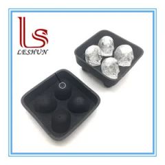 2018 3D Skull Flexible Silicone Ice Cube Mold Tray, Makes Four Giant Skulls, Round Ice Cube Maker Icetray - Leshun Fashion Manufacturing Co., Ltd.