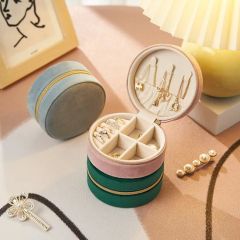 Good Selling Customization Zipper Small Cute Jewellery Case Travel Gift Round Velvet Jewelry Storage Gift Box - Shantou Kaicheng Craft Co., Ltd.