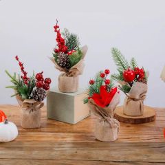 Desktop Artificial Plastic Mini Christmas Tree with Decorations Xmas Tabletop Tree - Image 2