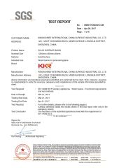 Solid Surface Basin SGS test report certificate from Shenzhen MSUN Sanitary Ware Co., Ltd.