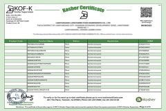 Kosher certificate from Lianyungang Zhonghong Chemical Co., Ltd.