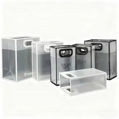 Custom Square Bottom PP Transparent Clothing Gift Tote Bags Promotional Handbag for Packing - Image 3