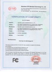 FCC certificate from Shenzhen Layson Optoelectronics Co., Ltd.