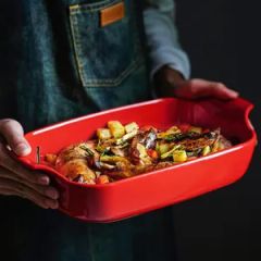 Wholesale Lasagna Pan Tray Food Ceramic Baking Dishes Rectangular Bakeware with Handles - Image 5