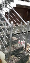 Silver Stainless Steel Round Stair Railing Modern No Color Silver Position Balcony Material Grade SS 304 Usage/Application - Image 1