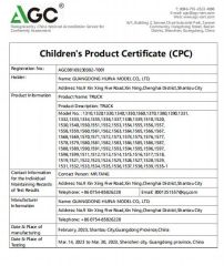 CPC certificate from Shantou Cy Hobby Toy Factory