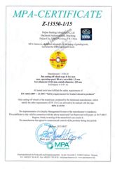 MPA certificate from YONGKANG NOVA HARDWARE CO., LTD.