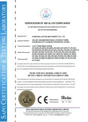 CE Certification for Cutting Machine certificate from Kunshan Jiapusi Machinery Co., Ltd.