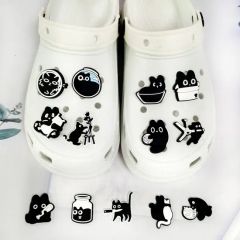 Cartoon Black PVC Soft Rubber Cute DIY Shoe Decorations Origin China Material PVC Style Cartoon Model NO. S-140 Trademark - Image 1
