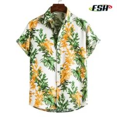 Custom Logo Design Sublimation Print Beach Wear Polyester Button Down Hawaiian Shirt - Image 5