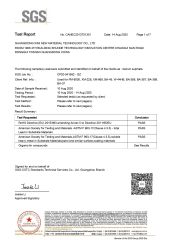 SGS report for barium sulfate certificate from GUANGDONG XIMI NEW MATERIAL TECHNOLOGY CO., LTD.