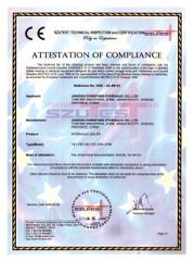 CE ATTESTATION of COMPLIANCE certificate from Jiangsu Dongfang Hydraulic Co., Ltd.