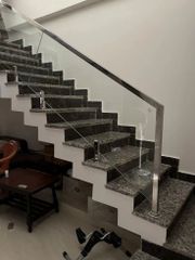 Stainless Steel Glass Railing Thickness 10 mm 20 feet to 40 feet 15 kg Glass Type Toughened - J K Glass Traders