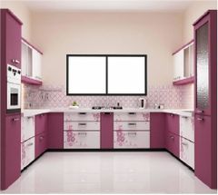 L Shaped Modular Kitchen Material MDF Appearance Modern Kitchen Design L-Shape Surface Texture Smooth Finish Type Powder - Image 1