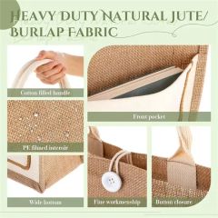 Custom Sublimation Printing Reusable Burlap Handbag Portable Jute Tote Bag - Image 3