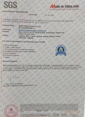 sgs certificate from Xiamen Mega Garment Co., Ltd.