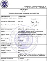 Heat-resistant gloves certificate from Shijiazhuang Runlei Labour Protection Supplies Co., Ltd.
