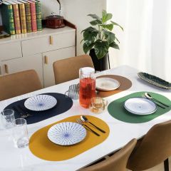 Hot Selling Leather Placemats Factory Oval Shape Dining Table Mat PVC Leather Place Mats Table Mat - Image 1