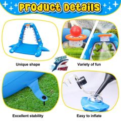 Inflatable Shark Water Toys Splash Pad with Basketball Hoop - Image 6