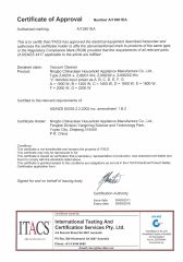 SAA CERTIFICATION certificate of NingBo ChinaClean Household Appliances Manufacture Co., Ltd. – certificate photo, supplier certificates section