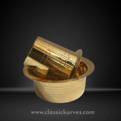 Golden Traditional brass dabara set, For Home Color Golden Material Brass Microwave Safe No Brand Classickurves Tumbler_height - Image 3