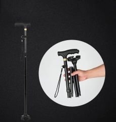 Portable Adjustable Height Crutches Foldable Walking Cane with LED Light Wyz12931 - Image 4