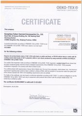 OEKO-TEX certificate from Hangzhou Fuhan Garment Accessories Co., Ltd.