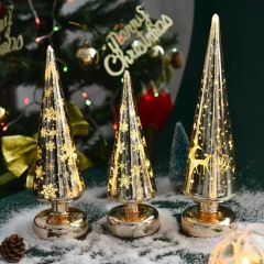 New Product LED Lighted Table Glass Christmas Tree Decorations for Home - Image 3
