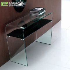 Bent Glass Console Table with Shelf Cbm 0.4 Model S053 Type Table Color Clear Origin China Condition New HS Code 940389 Model NO. - Image 1